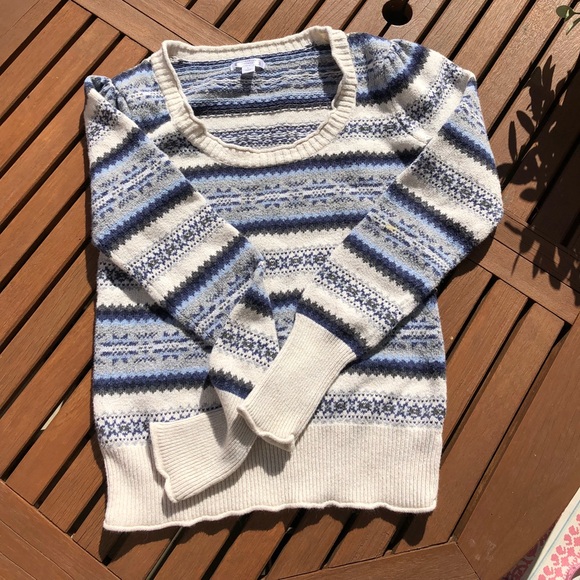 Sweaters - Blue, grey and white sweater.